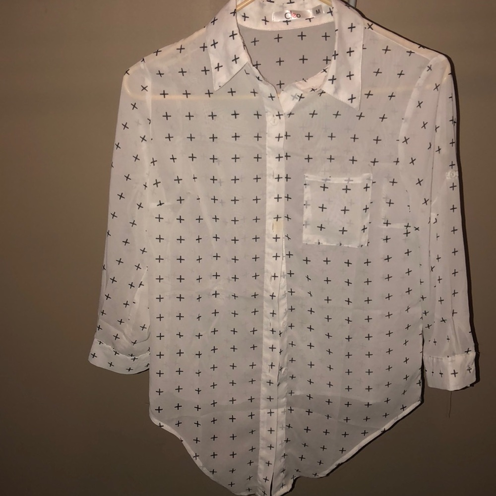 White crosses button up and tie up